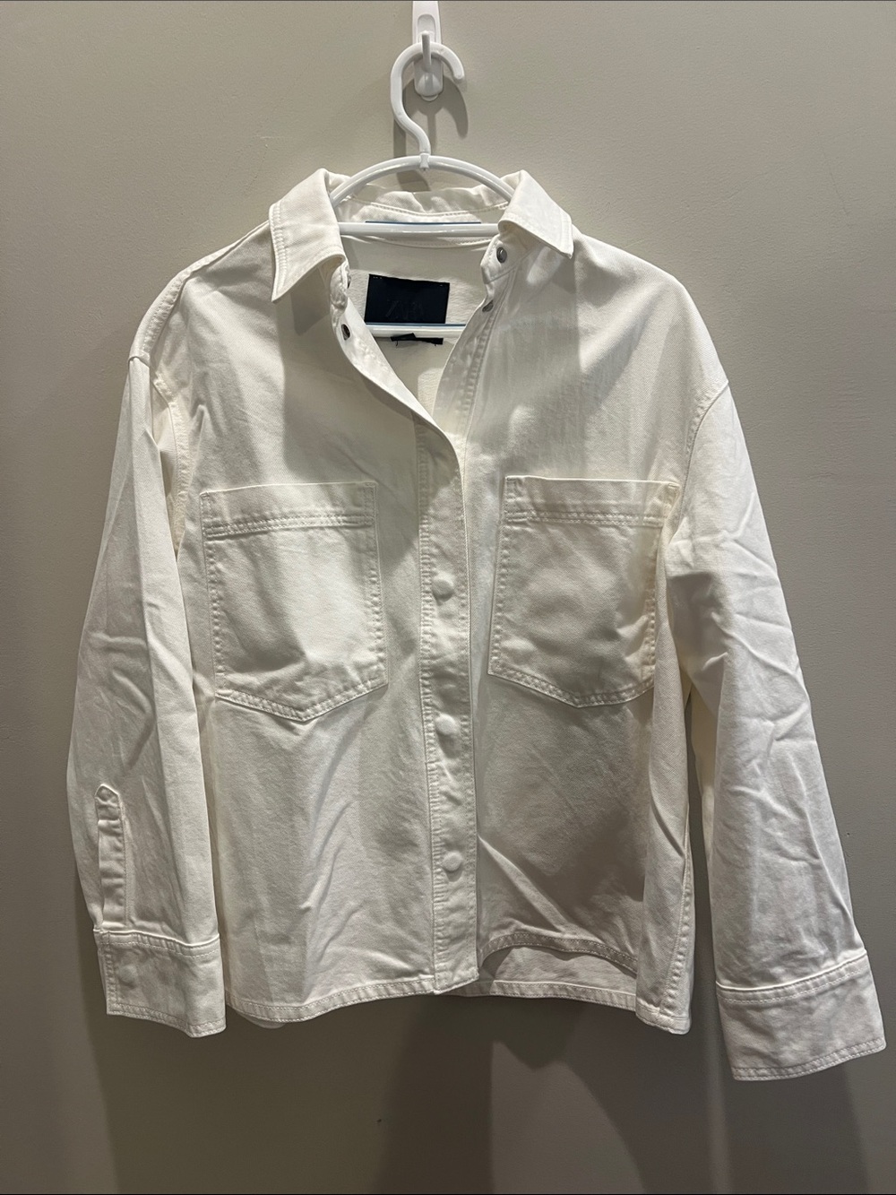 Zara Women’s White Denim Oversized Button-Up Size XS